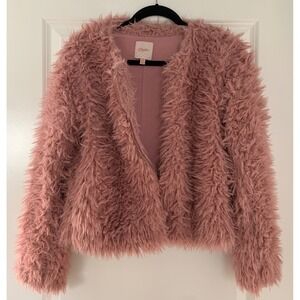 Candies Vintage Pink Fake Furry Coat Jacket S Shag Fuzzy Plush Bomber 0033
